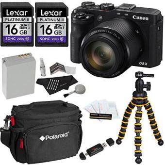 Canon PowerShot G3 X Digital Camera + Polaroid Snap and Wrap Flexi
Tripod + Two Lexar 16GB SDHC 200X UHSI Class 10 + Polaroid Camera
Bag + Spare + Cleaning Kit + Card Reader + Screen Protector