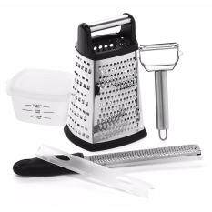 Elite Kitchenware Stainless Steel Box Grater Julienne Peeler Microplane Zester - 3 Piece Grater Peeler Slicer Utensils - Vegetable Peeler Potato Peeler - Shredder - Kitchen Tools Gadgets