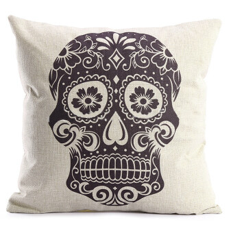 Skull Design Square Throw Pillow Case Sofa Cushion Cover without Pillow Core for Halloween ...