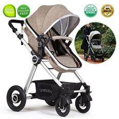 Toddler Stroller Folding Convertible Carriage Infant Anti-Shock High View Luxury Baby Stroller Newborn Pram Stroller Pushchair Stroller for Babies Light Camel