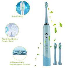 ACEVIVI Electric Toothbrush Sonic Electric Toothbrush Electric Toothbrush With Sound Technology Deep Cleaning Rechargeable, 2 Minute Timer, 3 Cleaning Modes, 3 Brush Heads Black Brush Heads (Blue)