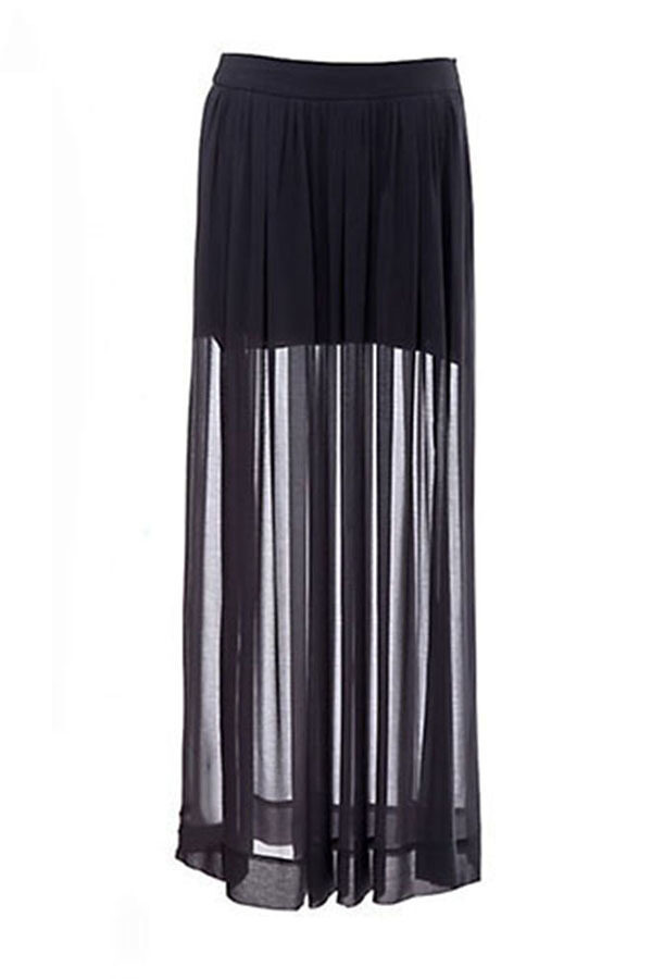 Sanwood See Through Chiffon Maxi Skirt (Black) | Lazada Malaysia