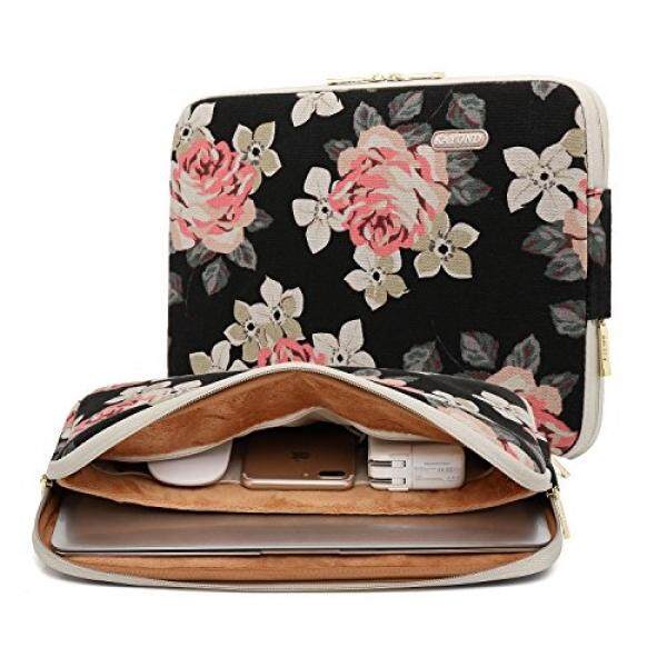 KAYOND Rose Pattern 13 inch Canvas laptop sleeve with pocket 13 inch 13.3 inch laptop case macbook air 13 case macbook pro 13 sleeve – intl