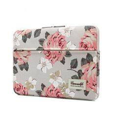 Canvaslife Pink Rose Pattern 13 inch Canvas laptop sleeve with pocket 13 inch 13.3 inch laptop case macbook air 13 case macbook pro 13 sleeve – intl