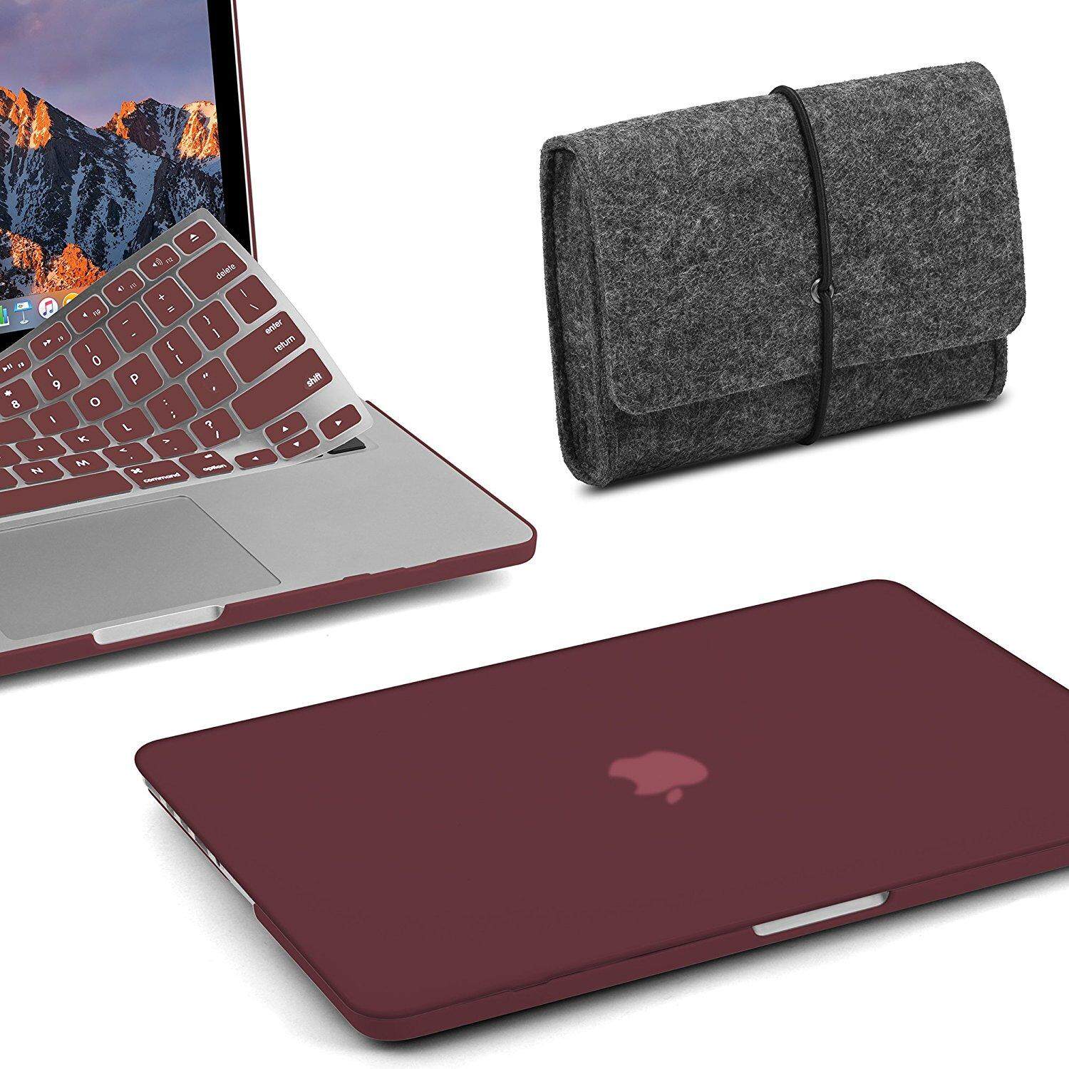3 Dalam 1 Bundle Merasa Kantong Penyimpanan Tas & Soft-Touch Matte Plastik Wadah dengan Penutup Papan Ketik untuk Mac Book Air 13 inch (Model: a1369/A1466) (Rilis 2018/2017/2016/2015/2014/2013/2012 (Versi Terbaru)