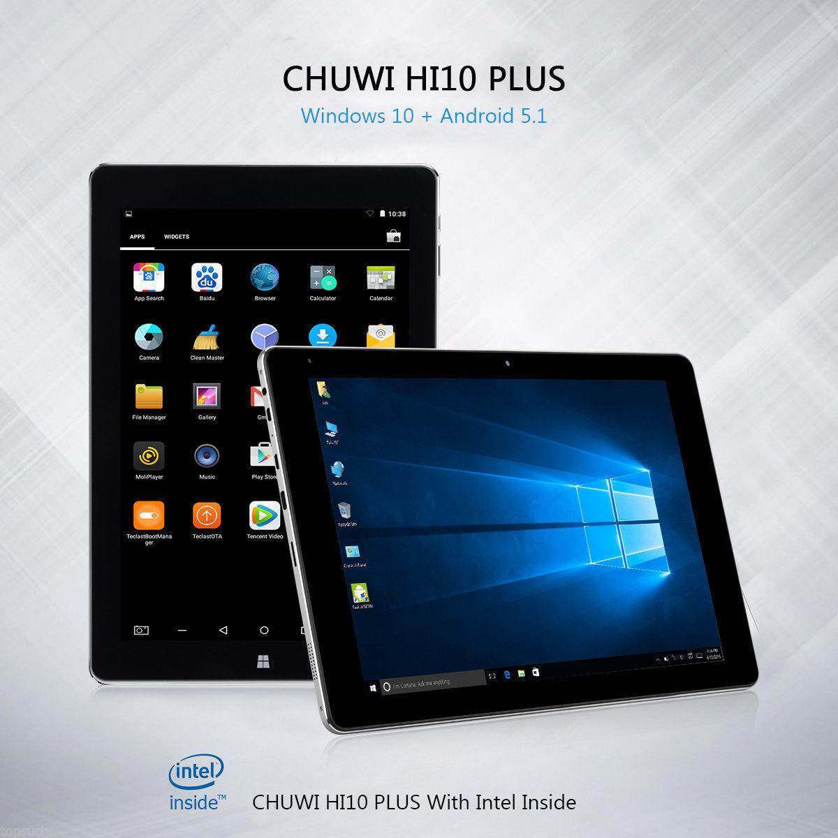 Hot!CHUWI HI10 PLUS CWI527 10.8 inch Windows 10 + Android 5.1 Tablet PC Intel Cherry Trail Quad Core 1.44GHz (4GB RAM +64GB ROM)Type-C HDMI