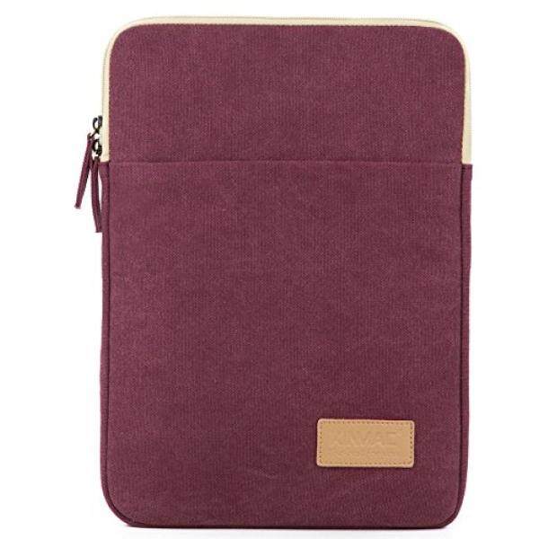 Kinmac Wine Red Canvas Vertical Style Water Resistant Laptop Sleeve with Pocket 13 Inch for 13.3 inch laptop and Macbook...