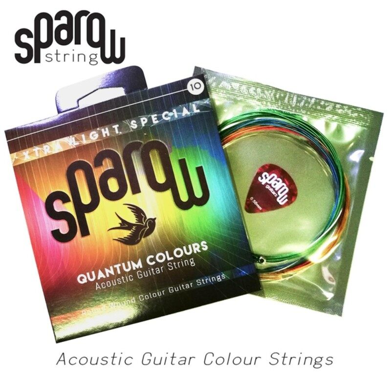 1 SET 6 pcs Quantum Colours Acoustic Guitar String Sparow Free 1 pick ( 10 - 48 extra light ) Malaysia