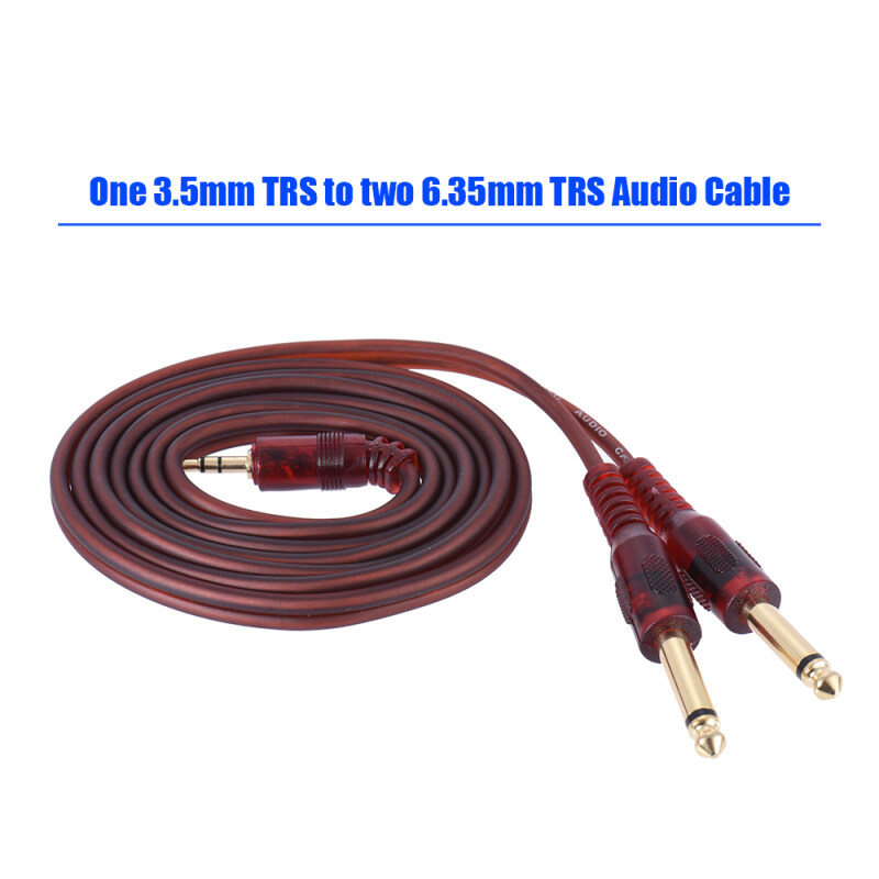 1.5m / 5ft Stereo Audio Cable Cord Wire 3.5mm 1/8 Male to Dual 6.35mm 1/4 TS Male Plug for Computer Mixer Mixing Console Malaysia