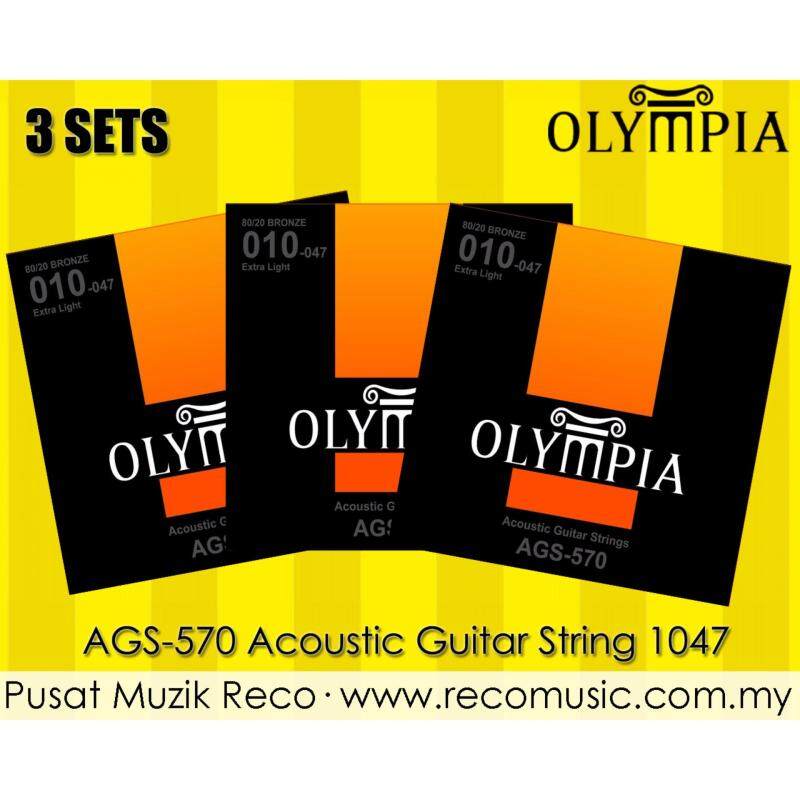 3 Sets Olympia AGS-570 Acoustic Guitar String Set 1047 Malaysia
