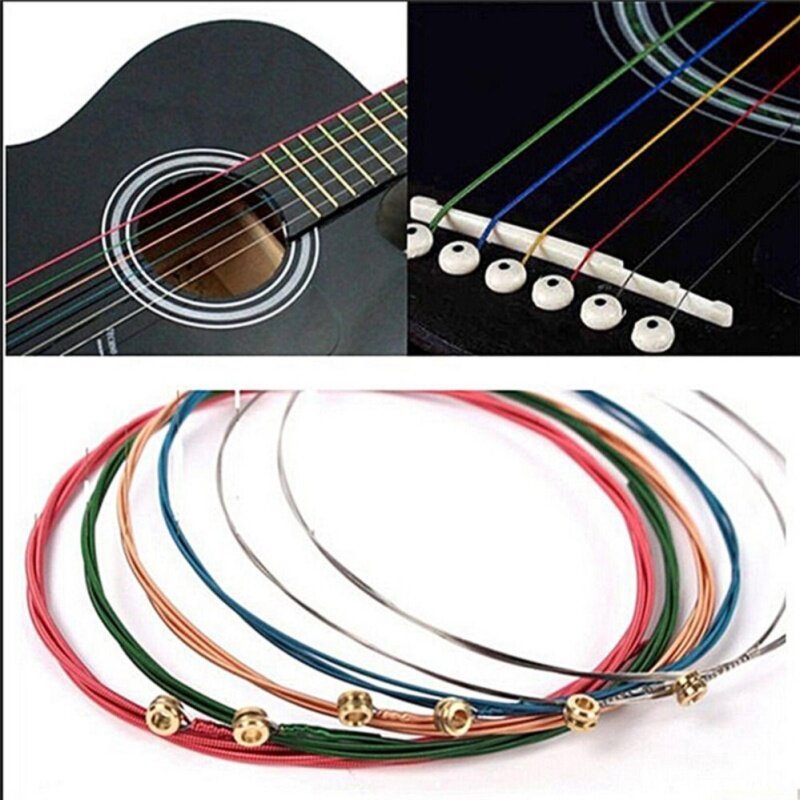 Acoustic Guitar Strings Guitar Strings One Set 6pcs Rainbow Colorful Color Chic Multicolor Malaysia