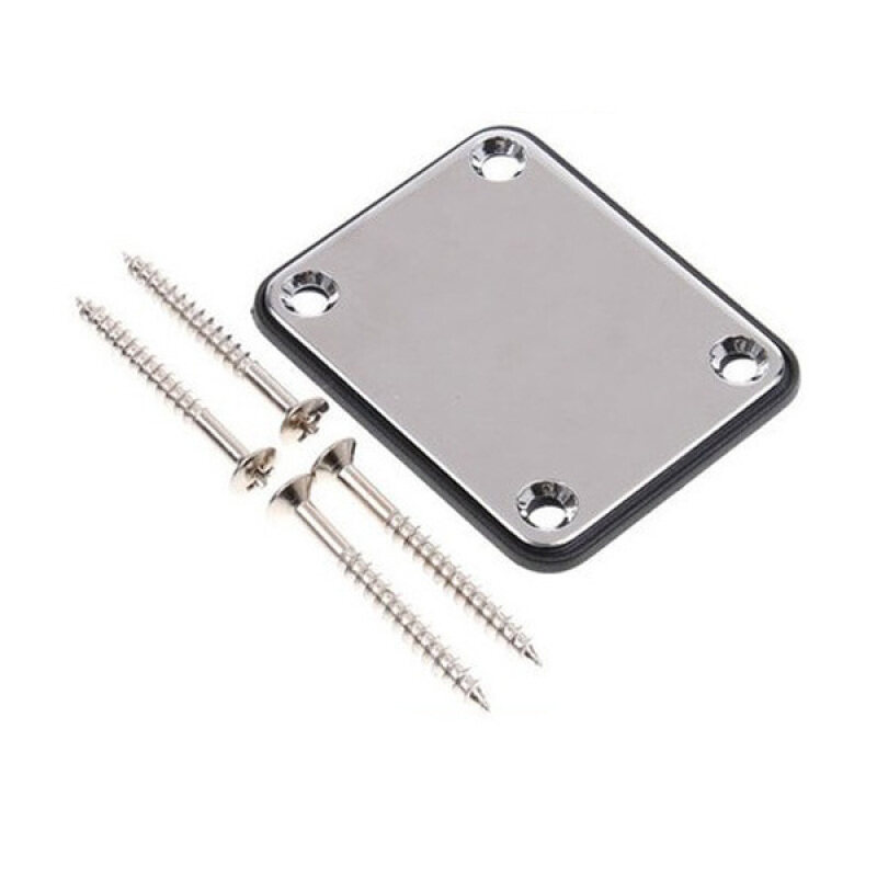 Chrome Electric Guitar Neck Plate Neckplate w/ 4 Mounting Screws Malaysia