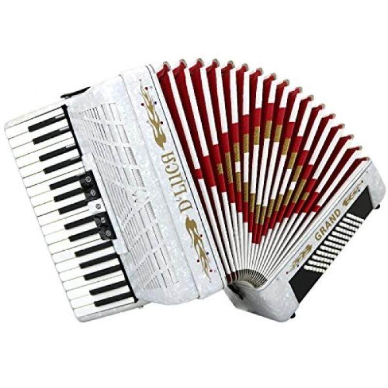 DLuca D3472-WH Grand Piano Accordion 5 Switches 34 Keys 72 Bass with Case and Straps, White Malaysia