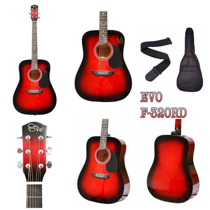 Evo F320 Red - Acoustic Guitar Free Bag Malaysia