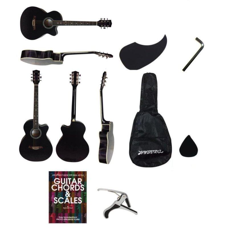Hyburg Acoustic Guitar 39 Inch(Black)+Bag+Allen
Key+Pick+Pickguard+Book+Capo Malaysia