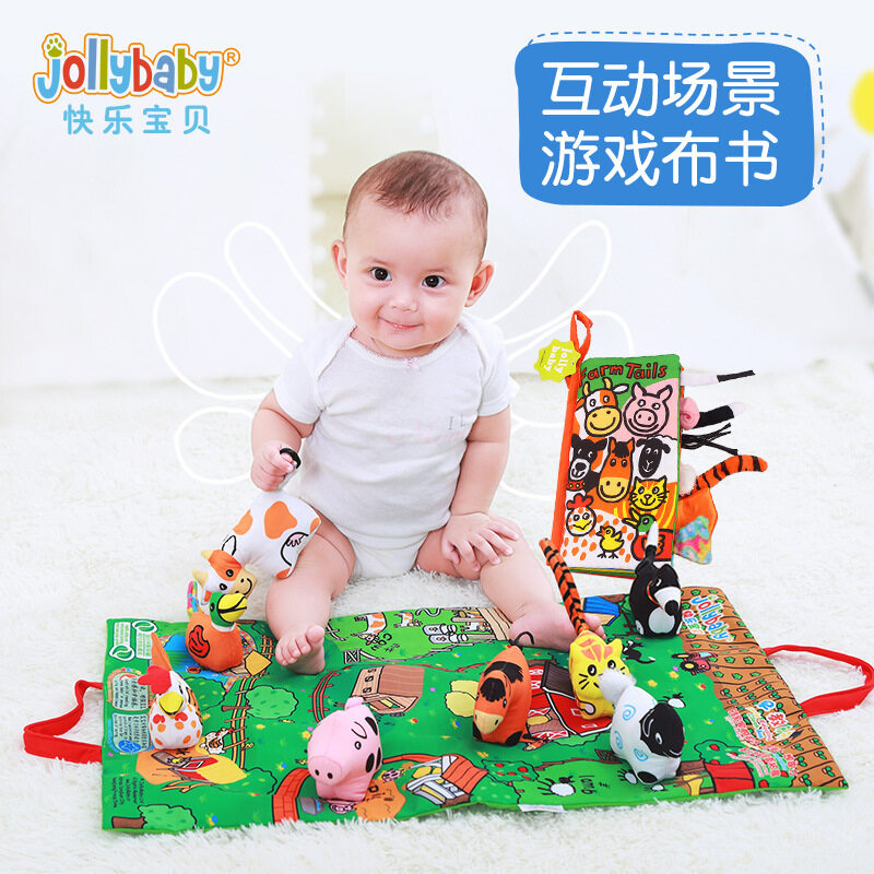 Jollybaby happy baby scene, cloth book, stereo farm, doll, baby cloth book, baby interactive toy Malaysia