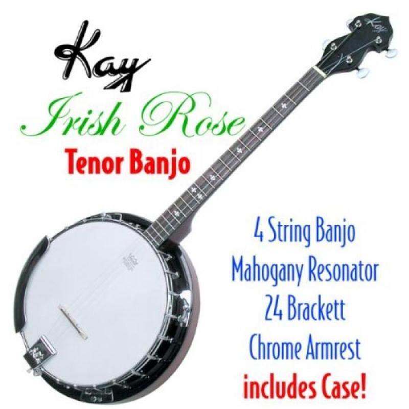 Kay KBJ40 W/C Tenor 4 String Irish Rose Banjo with Hardshell Wood Case Malaysia