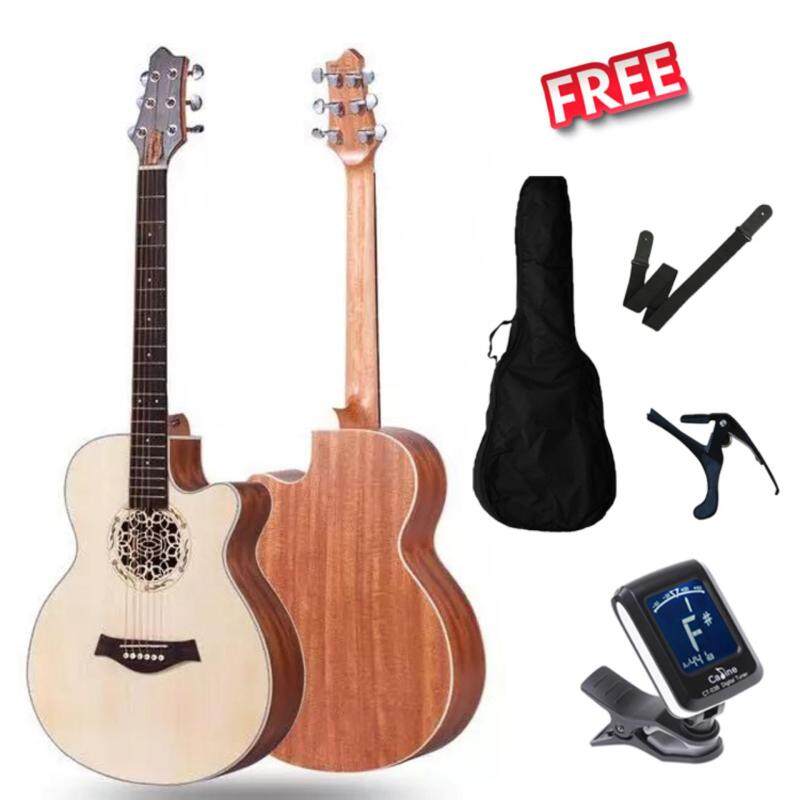 Kriens 40 Cut-Away Acoustic Guitar With Guitar Bag. Tuner. Capo.
Strap Malaysia