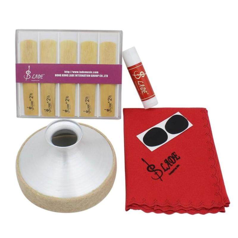 LADE 5-in-1 Tenor Saxophone Sax Aluminum Alloy Mute Mouthpiece Patch Bamboo Reed Cleaning Cloth Cork Grease Accessories Kit &nbs Malaysia