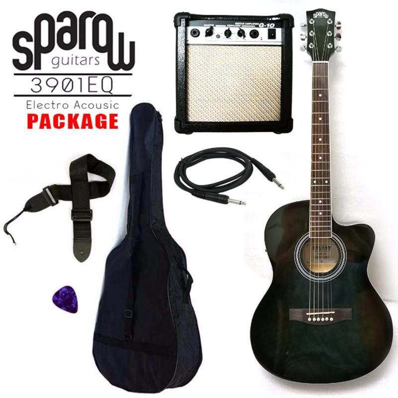 Sparow 39 inch Electro Acoustic Guitar Package colour ShadowBlack
with 10w Guitar Amplifier (FOC Non Padded Bag,Cable, Pick &
Strap) Malaysia