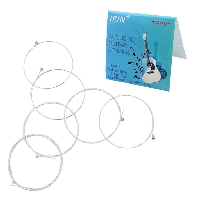 Stainless Steel Silver-Plated Copper Alloy Wound 1st-6th (.010-.047) 6pcs Acoustic Guitar Strings String Set Malaysia