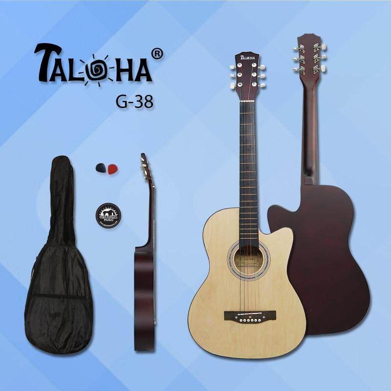 Taloha Acoustic Cutaway Matte Guitar 38-inch Essential Package with Bag, Sticker and 2 Picks (Natural) Malaysia