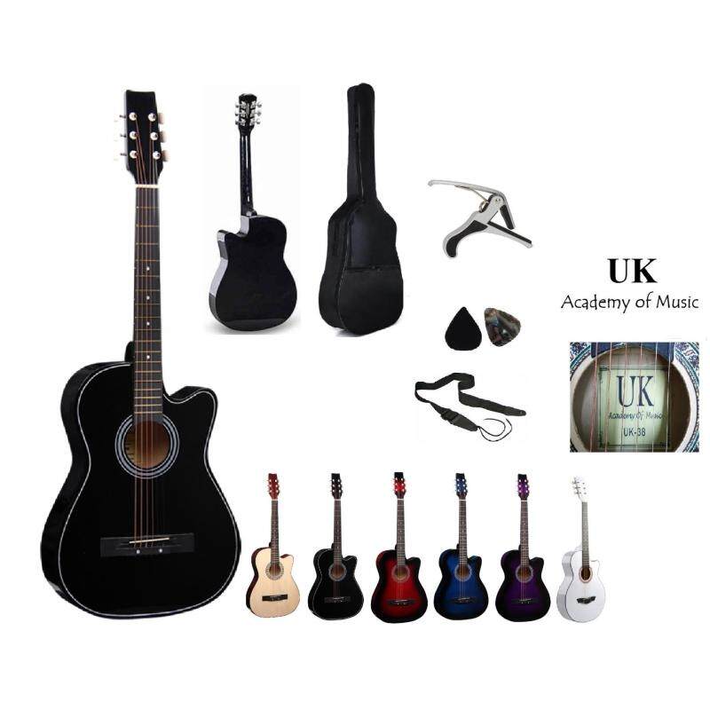 UK Acoustic Guitar 38 Inch (Black)+Bag+2 Picks+Strap+Capo Malaysia