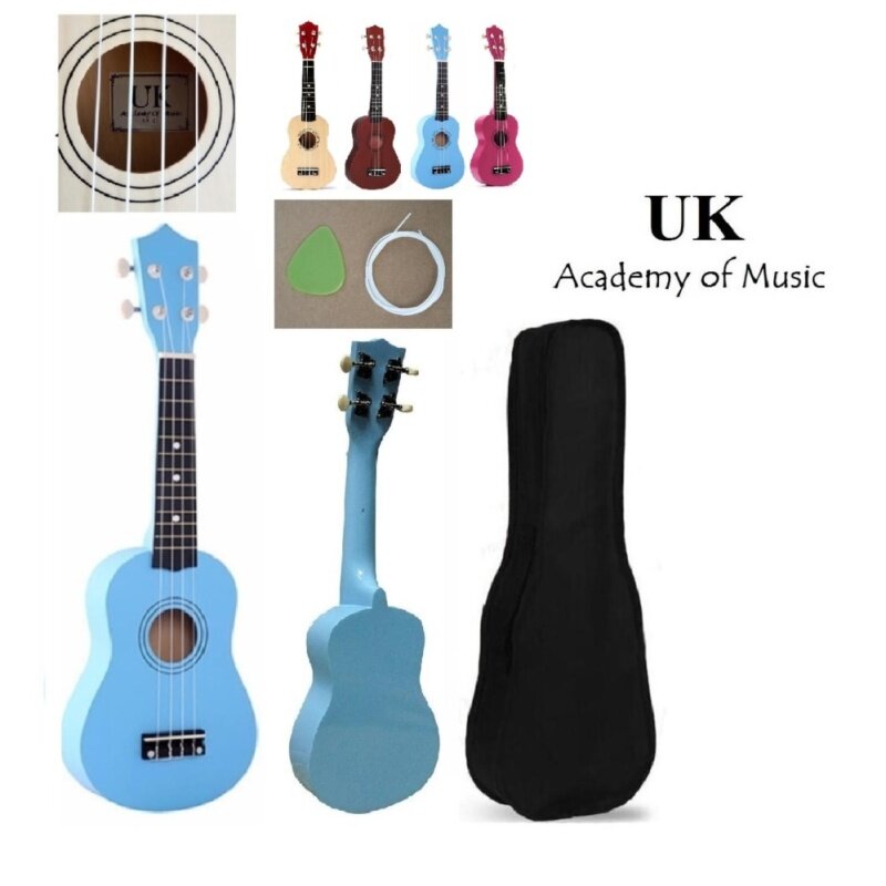 UK Ukulele Professional Wood Soprano 21 Inch With Free Ukulele Bag, Extra One Ukulele String and Ukulele Pick (Blue) Malaysia
