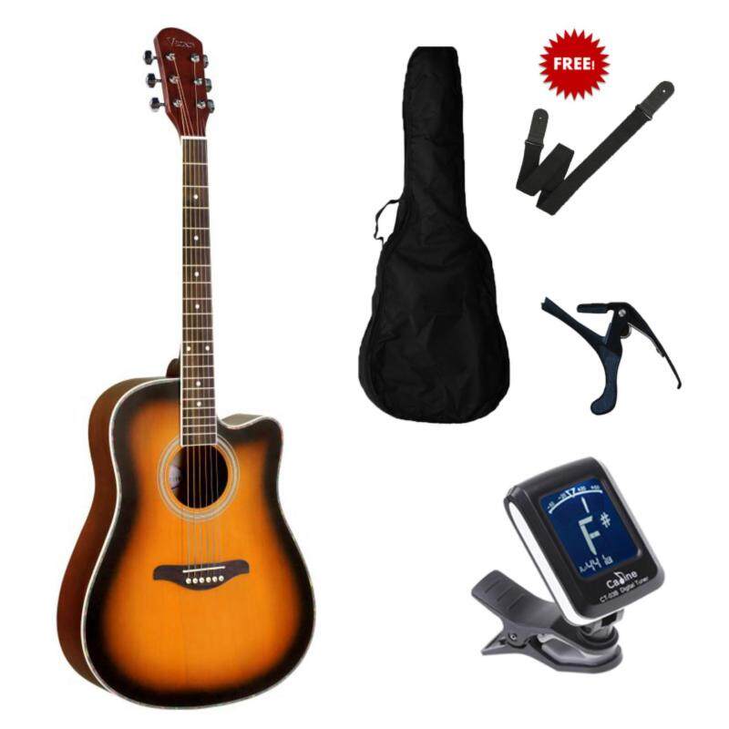 V Song Acoustic guitar Cut-Away 41 Inch Folk Guitar FOC non-padded bag+ clip tuner + guitar strap + guitar capo Malaysia