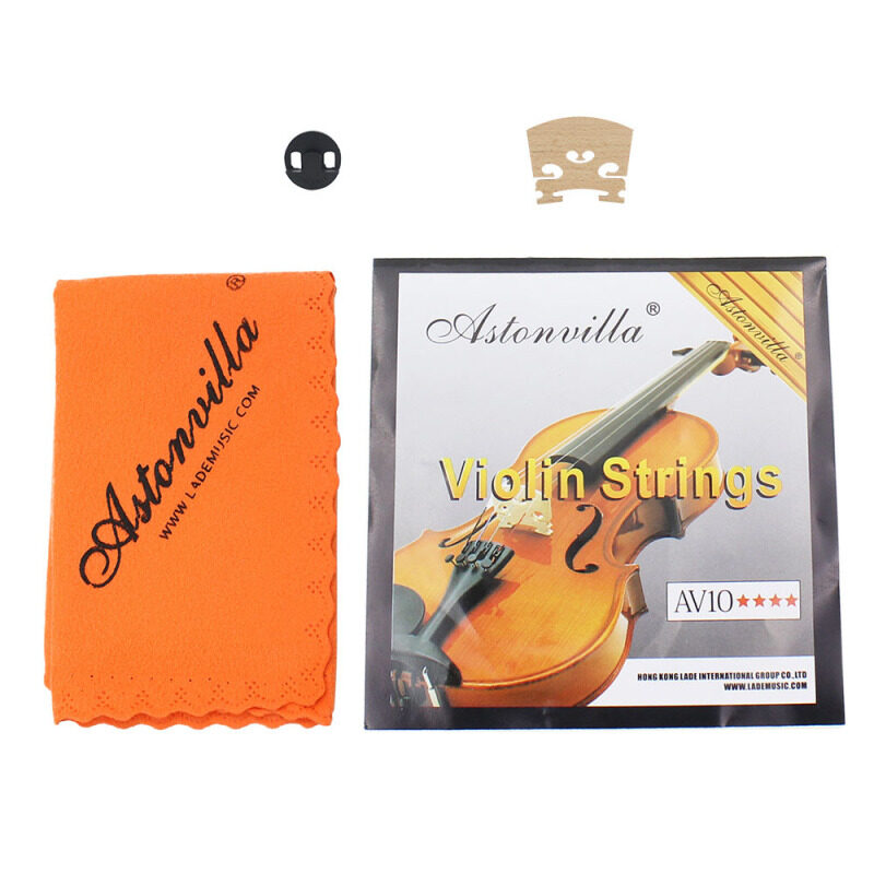 Violin 4 in 1 Set of Strings/Rubber Mute/Maple 4/4 Bridge/Cleaning
Cloth Accessories Parts Replace Tool Violin Accessory Malaysia