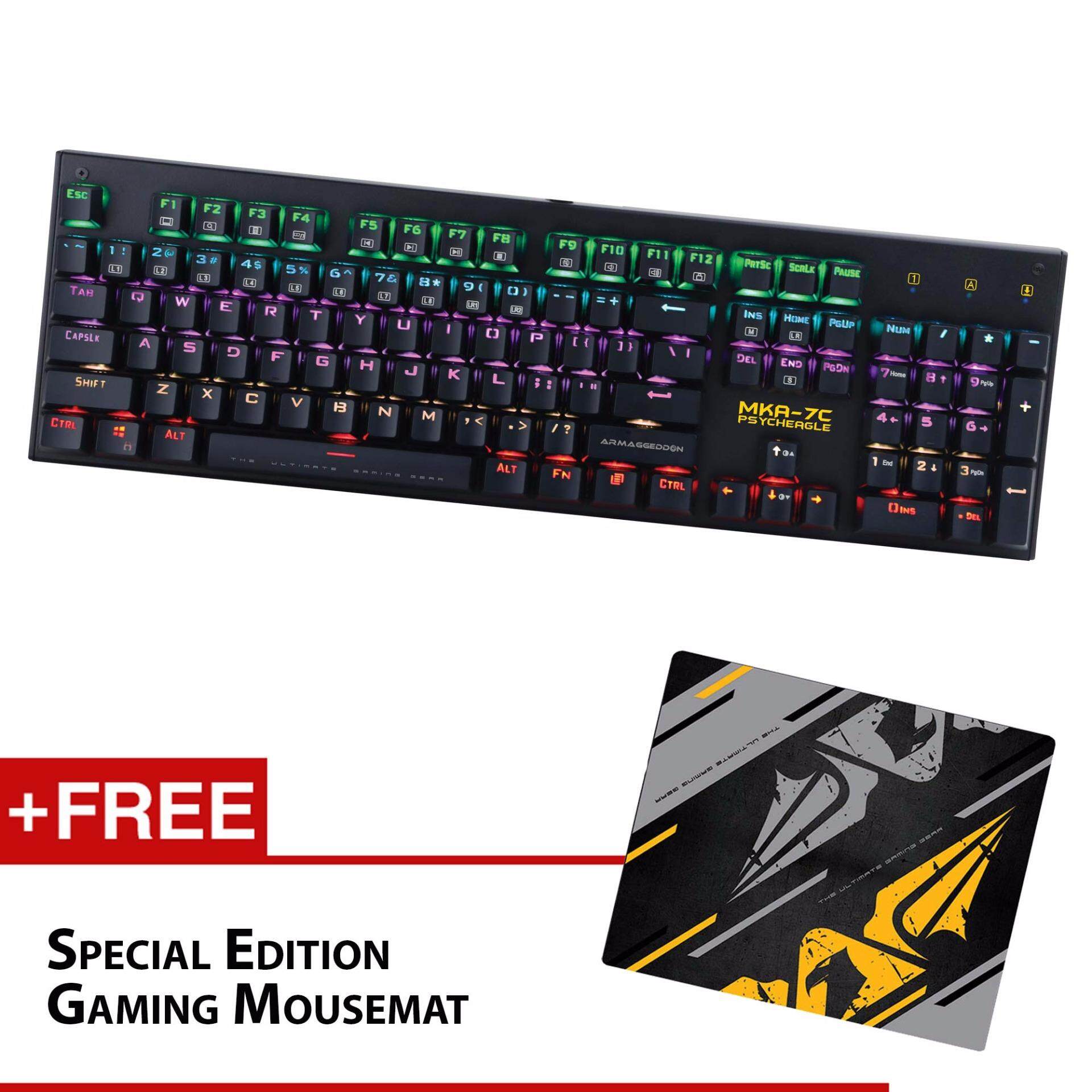 Armaggeddon MKA-7C Multicolor LED Lights Mechanical Gaming Keyboard (Black-Blue Switches) Free SE Mousemat Malaysia