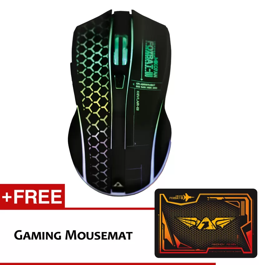 Armaggeddon Wireless Mikoyan Foxbat III Kevlar-13 RGB Gaming Mouse Free Mouse Pad Malaysia