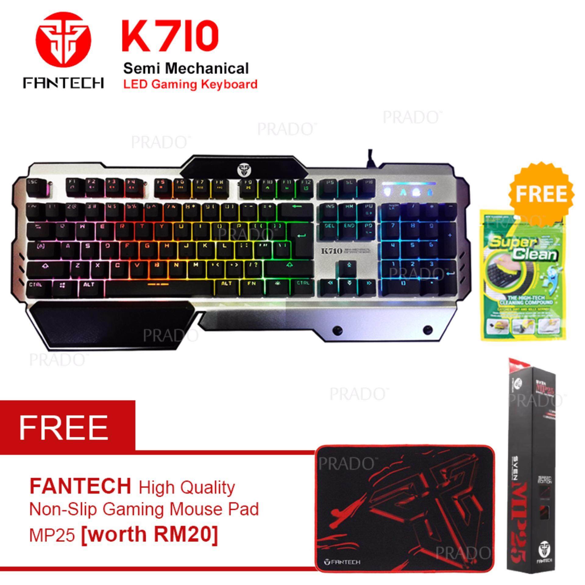 Fantech ECLIPSE K710 Semi-Mechanical Switches RGB Light Gaming Keyboard + FREE Super Clean Gel + FREE MP25 Mouse Pad Malaysia