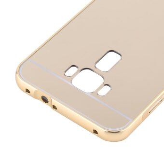 Fashion Metal Frame Case Mirror Back PC Cover Phone Shell For AsusZenFone 3 ZE520KL (Gold)