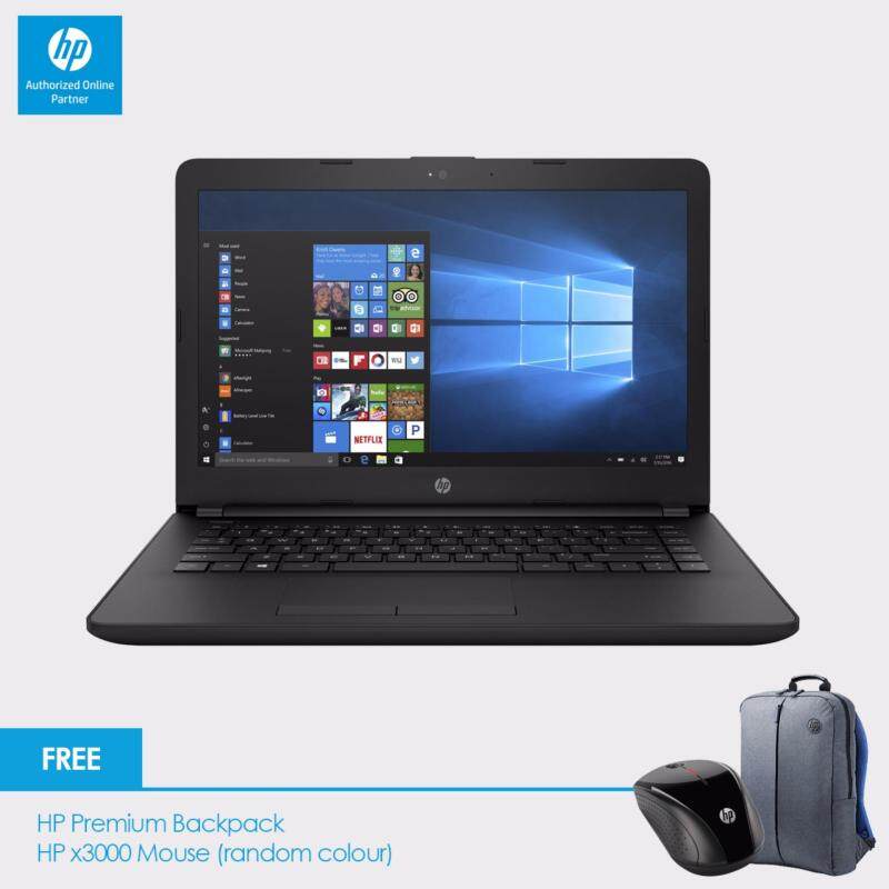 HP 14-bs033TX laptop (i3-6006U, 4GBD4, 500GB, AMD 520 2GB, 14.0, Win10) - Jet Black + HP Backpack n HP x3000 Wireless Mouse Malaysia