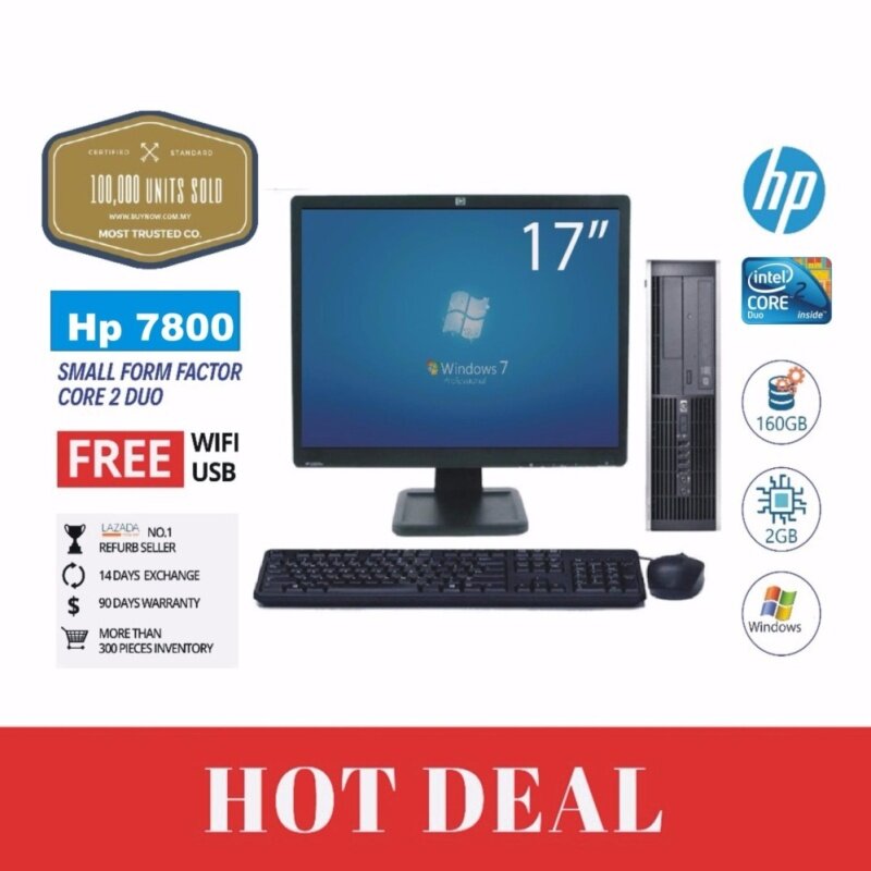 Buy HP Compaq dc7800 (SFF) Desktop PC (Factory Refurbished)+ Branded LCD 17" Monitor,C2D,2GB,160GB,FREE WiFi Malaysia