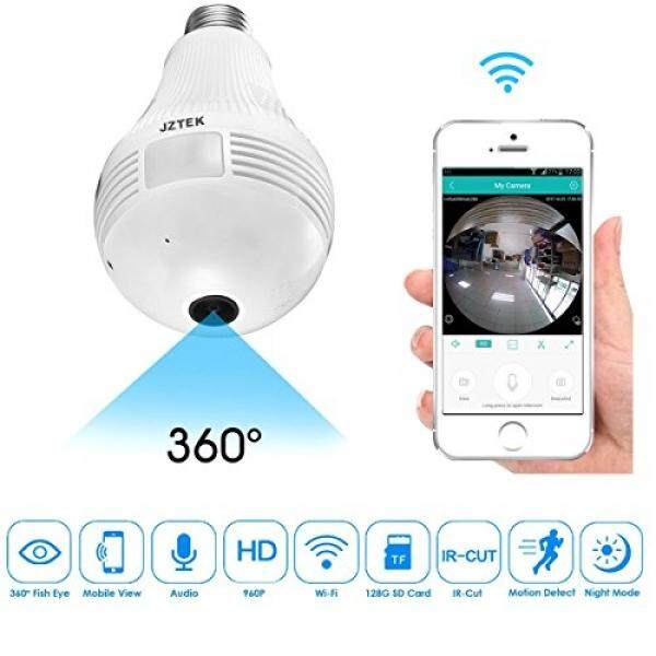 JZTEK 960P Wifi Wireless IP Bulb Hidden Camera with Fisheye Lens 360¡ã Panoramic for Remote Home Security System,Motion Detection and Two Way Talking for iPhone/Android Phone/ iPad – intl