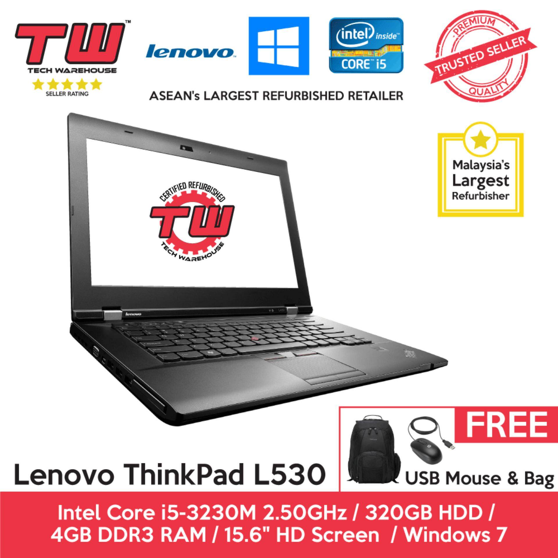 Lenovo ThinkPad L530 Core i5 3rd Generation / 4GB RAM / 320GB HDD / Windows 7 Laptop / 3 Months Warranty (Factory Refurbished) Malaysia