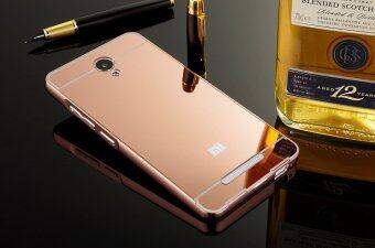 ... Metal Bumper Frame and Mirror PC Back Case for Xiaomi Redmi Note 2 Rose Gold