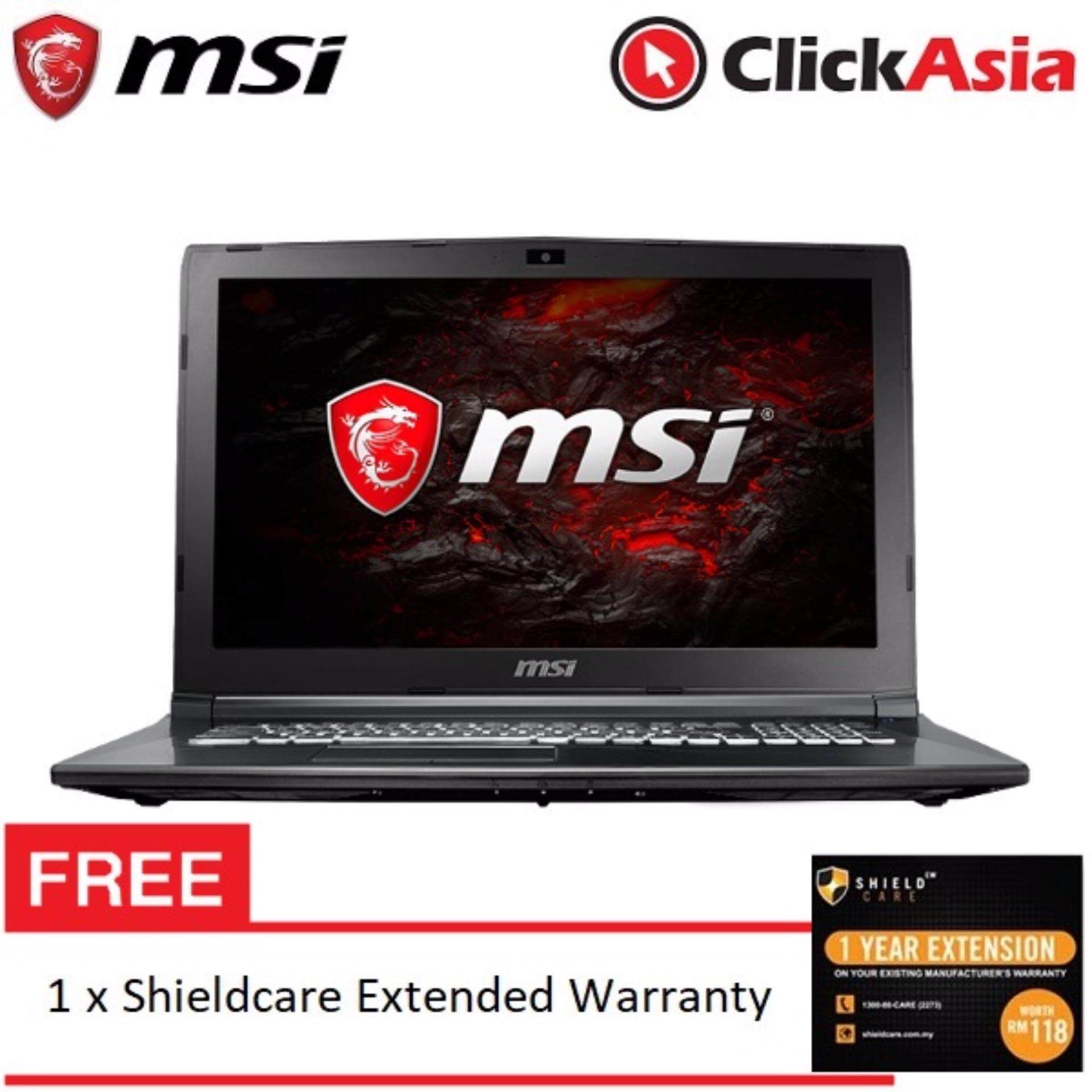 MSI GL62M-7RDX-1220 15.6 FHD Gaming Laptop Black (i7-7700HQ, 4GB, 1TB, NV GTX1050 2GB, DOS) Malaysia