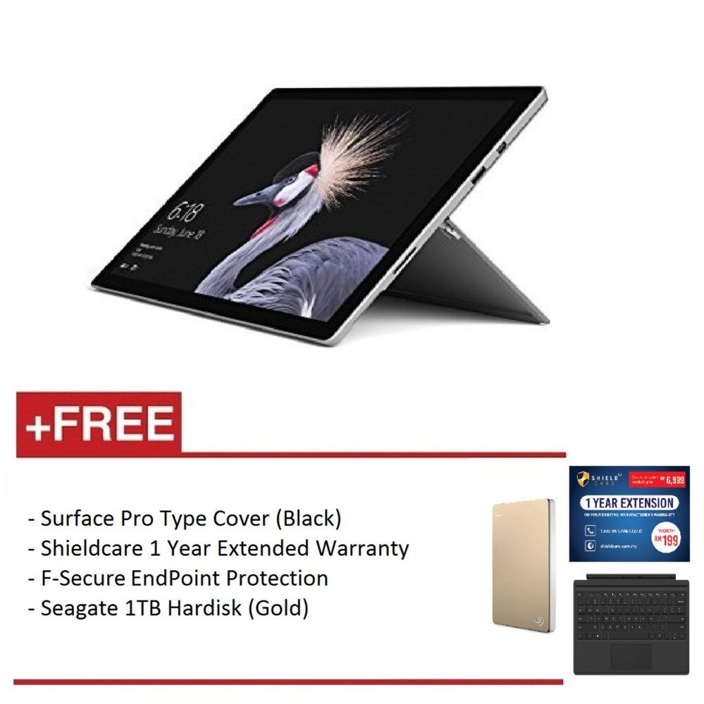 NEW Microsoft Surface Pro - Core I5 4G/128GB Free Surface Pro Type Cover (Black) + Shieldcare 1 YR Extended Warranty + F-Secure EndPoint Protection + Seagate 1TB External Hard Disk (Gold) Malaysia