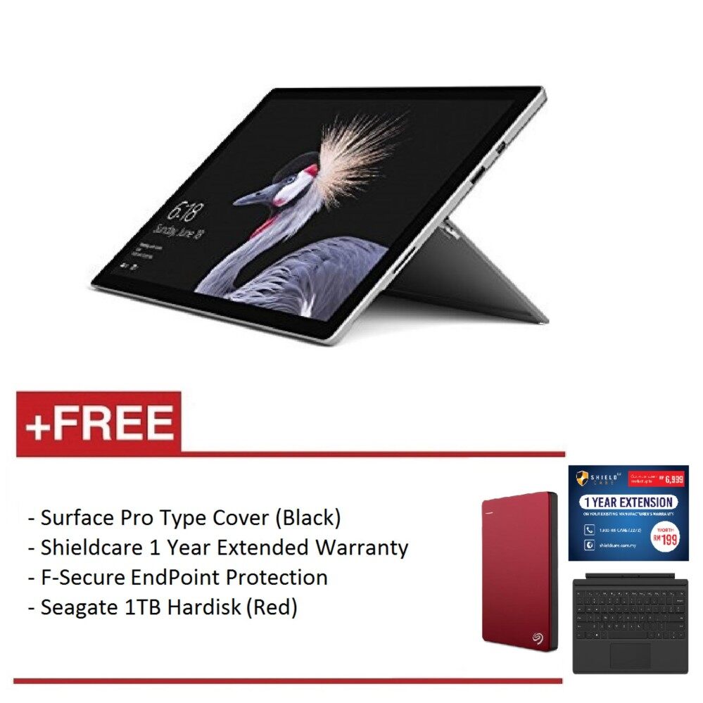 NEW Microsoft Surface Pro - Core I5 4G/128GB Free Surface Pro Type Cover (Black) + Shieldcare 1 YR Extended Warranty + F-Secure EndPoint Protection + Seagate 1TB External Hard Disk (Red) Malaysia