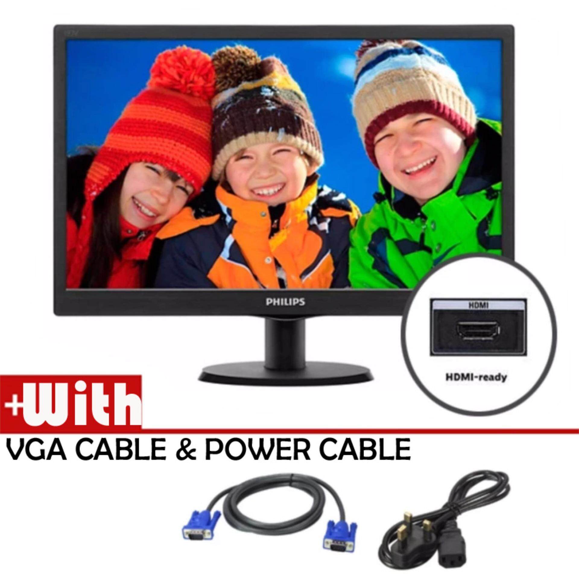 Official Philips 18.5 193V5LHSB2 HD LED Monitor With VGA / HDMI Port and Wall Mount Support Malaysia