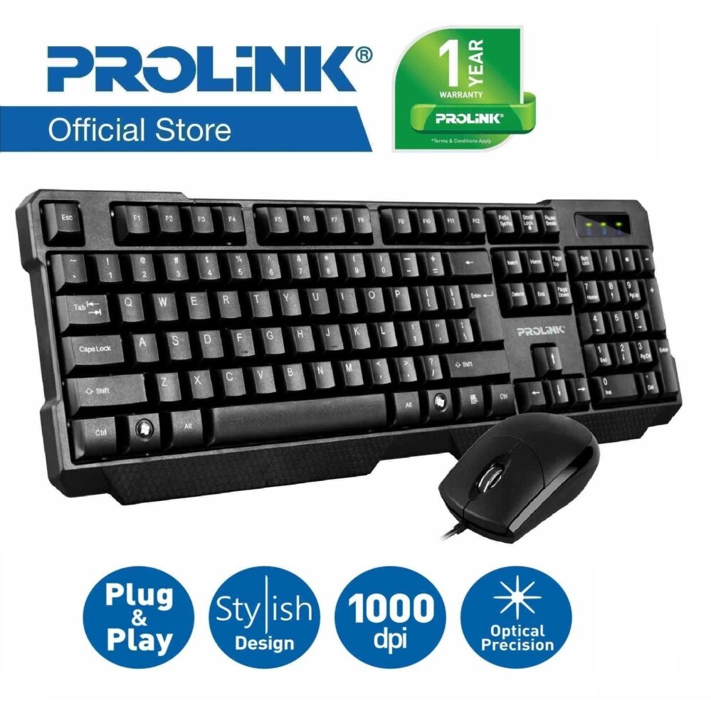 PROLiNK PCCS1003 High-Quality USB Keyboard + Optical Mouse Combo Malaysia