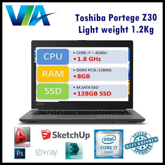 Refurbished Toshiba Z30 ~Core i7~8Gb~128Gb~Win10~1.3kg Malaysia