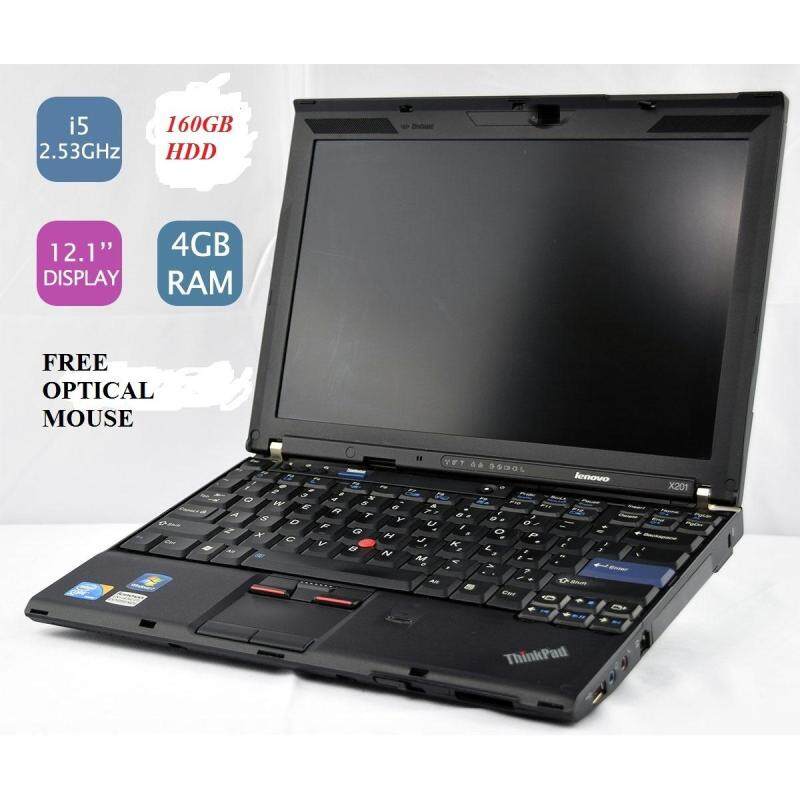 (REFURBISHED)LenovoThinkpad X201 INTEL CORE i5 2.53 GHZ/4GB RAM/160GB HDD/12.1 LED SCREEN/INTEL HD GRAPHIC/W 7 PRO Malaysia