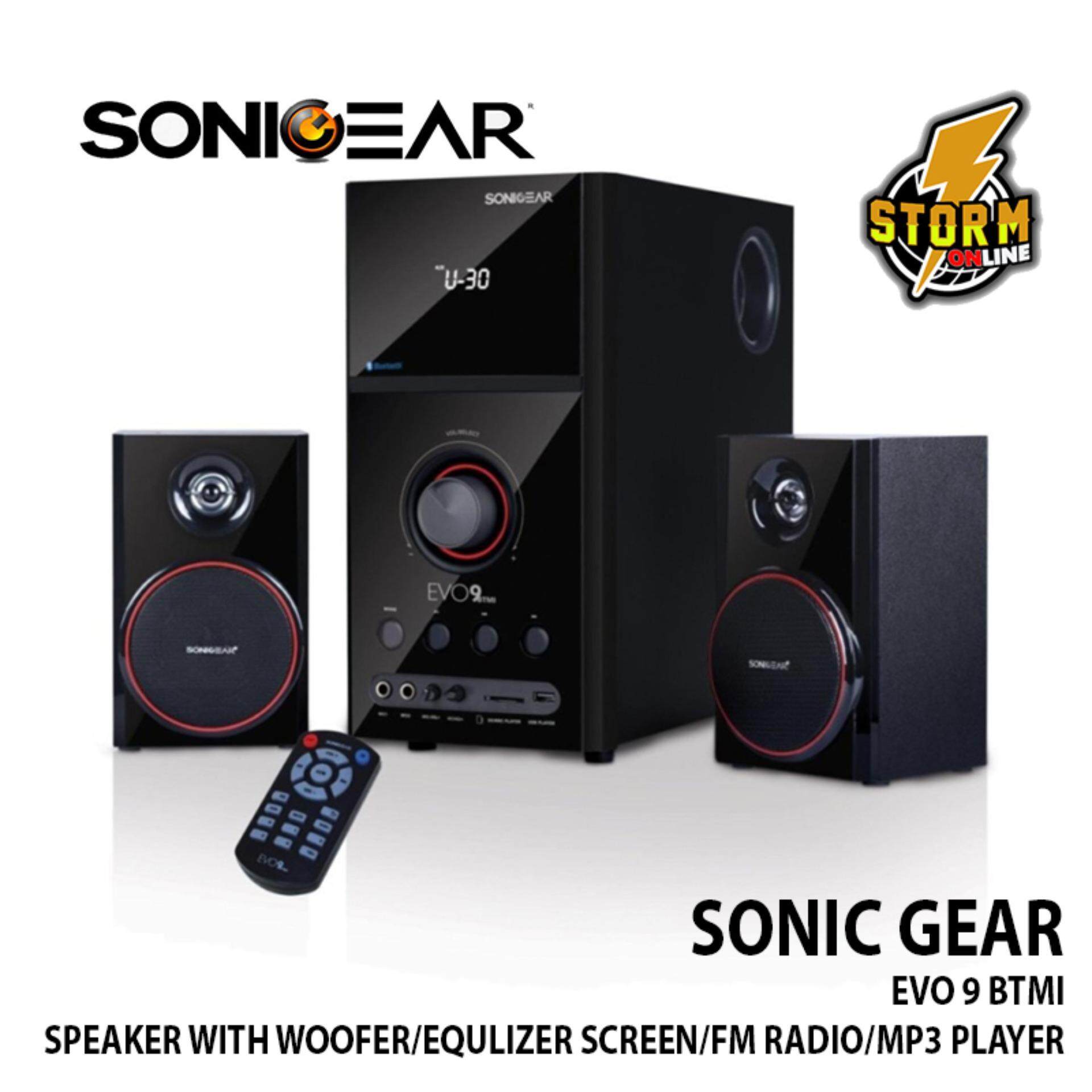 Sonic Gear Evo 9 BTMI Channel PC Speakers 2.1 New Model with Bluetooth , FM Radio , SD Slot , USB Slot ,Aux Input Malaysia