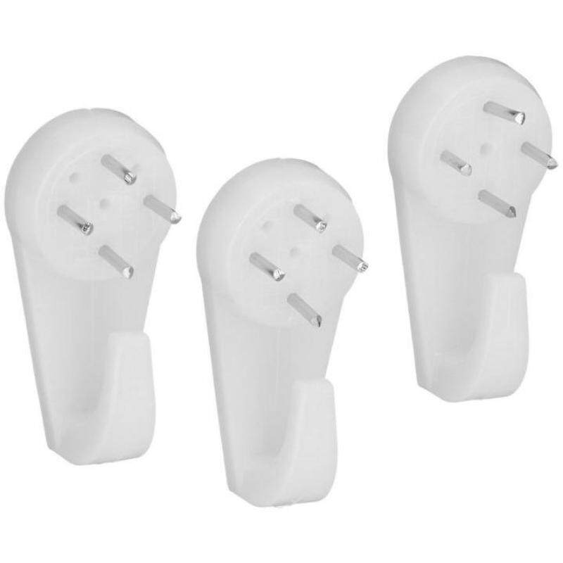 12pc Hard Wall Hooks Heavy Duty Picture Hanging Hook Strong White Nail Fixing