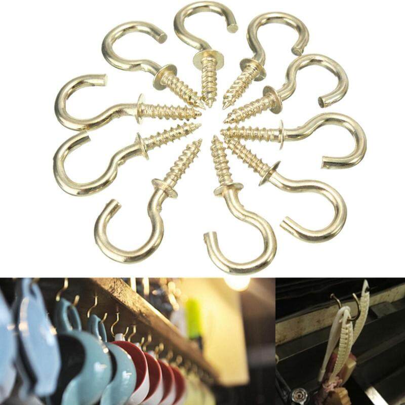 Buy 20x Brass Plated Cup Hooks Shouldered Screws Peg Hanger size:19 mm Malaysia