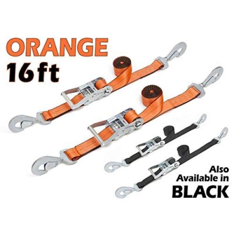 Buy 2" x 16ft PowerTye Mfg Industrial-Grade Heavy-Duty Ratchet Tie-Downs with Locking Ratchet and Secure Twist Hooks, Orange (pair) Malaysia